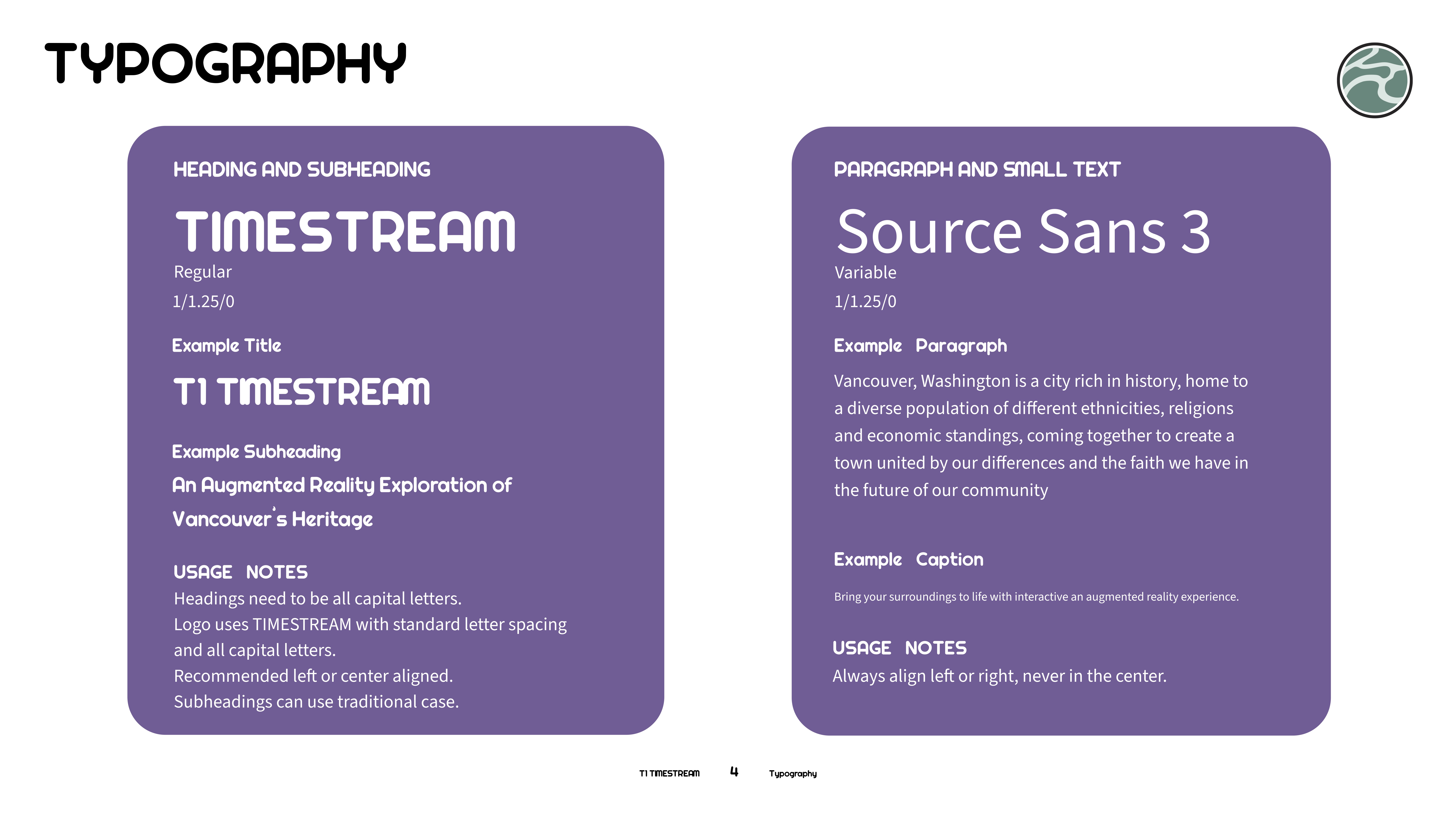 TimeStream Brand Guide Typography